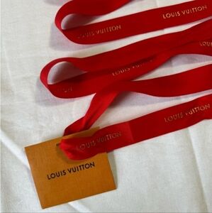 Authentic LV Ribbon Red/Gold 1’’ x 90’’ with Gift Tag